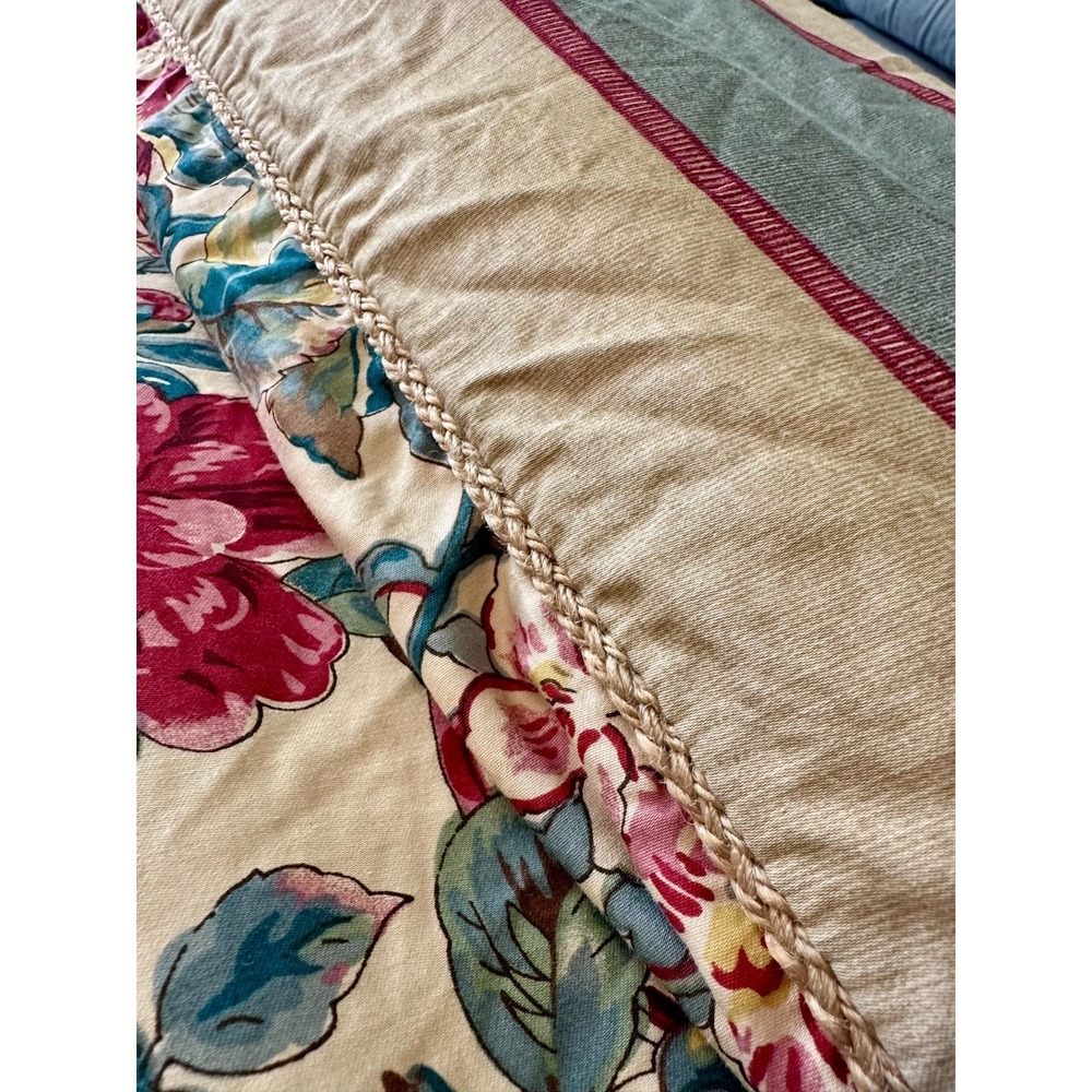 King Ralph Lauren Tangier Floral Comforter Reversible Stripe Jute Trim RL Lauren - Picture 4 of 8